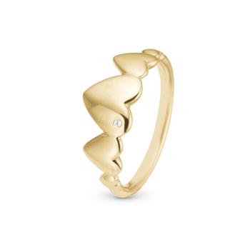 Christina Collect 925 sterling sølv Hearts For Ever Flot forgyldt ring med hjerter og ægte topas, model 2.18.B